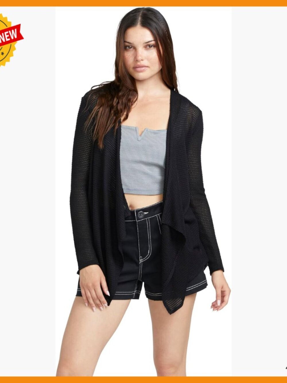 Open Front Wrap Cardigan Sweater, Long Sleeve, Regular & Plus Size